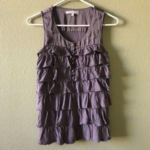 Boutique Frilly Top Sleeveless Plum Blouse S